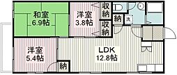 クレア石原B 3LDKの間取図画像