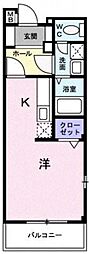 エテルノ・リヴィエール ワンルームの間取図画像