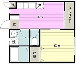 グリーンパレスＹ 3階1DKの間取り