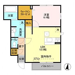 グレイスガーデン 1階1LDKの間取り
