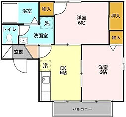 ボナールU 2階2DKの間取り