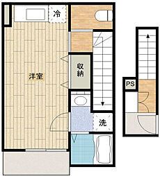 グランソフィア上福岡 2階ワンルームの間取り