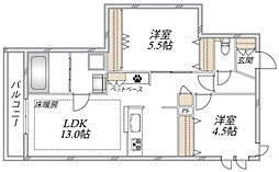 ラ セーヌ 2LDKの間取図画像