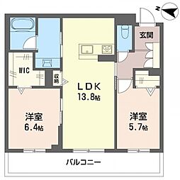 グレイス 2LDKの間取図画像