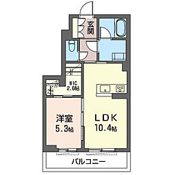 レオナイースト 1LDKの間取図画像