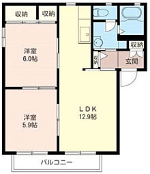 ボンヌ・シャンス弐番館 2LDKの間取図画像