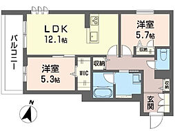 バエル 2LDKの間取図画像