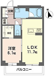グランレール 1LDKの間取図画像