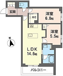 グランレール 2LDKの間取図画像