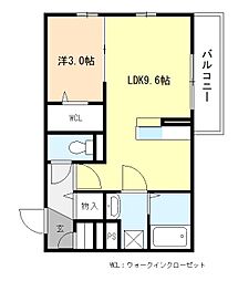 メルベーユドゥ 2階1LDKの間取り