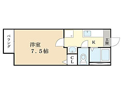 グローリーヨシヤマ 1Kの間取図画像
