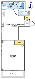 サンフィズ豊2 1LDKの間取図画像