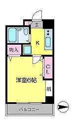 台長ビルサンルミエール 1Kの間取図画像