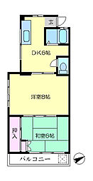富士ハイツ 2DKの間取図画像