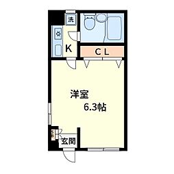 パレスハタノ 1Kの間取図画像