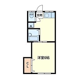 ユニオンハイツ鹿島田A棟 1DKの間取図画像