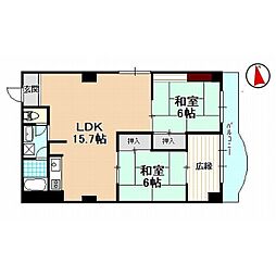チサンマンション浜名湖弁天島 2LDKの間取図画像