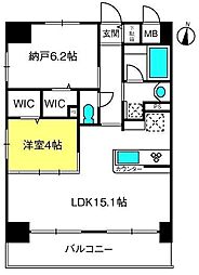 ラグゼナ浦和 5階1LDKの間取り