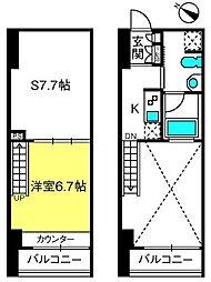リブシス浦和 7階1SKの間取り