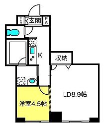 AXIS桜木町 6階1LDKの間取り