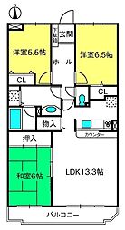 ロイヤルヒルズ高砂 3LDKの間取図画像