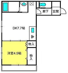 プレミール中里 1DKの間取図画像