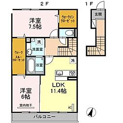 ルーエ雅 2LDKの間取図画像