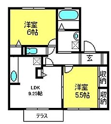メゾンエスポワールB 2LDKの間取図画像