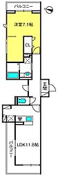 さいたま市北区土呂町1丁目アパート 1LDKの間取図画像