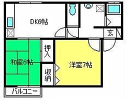 ガーデンハイツ桜丘 2DKの間取図画像