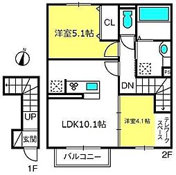 ポポの木 2LDKの間取図画像