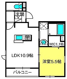ブレンド新町 1LDKの間取図画像