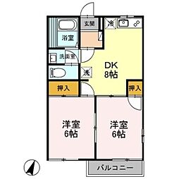 堀の内コーポB 2DKの間取図画像