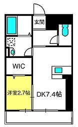 カロン 1DKの間取図画像
