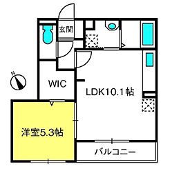 ラウレア 1LDKの間取図画像
