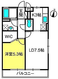 グレイスコート2 1LDKの間取図画像