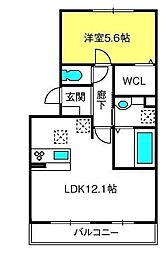 グレイスヴィラ参番館 1LDKの間取図画像