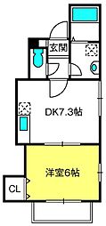ヒルズベーネ 1DKの間取図画像