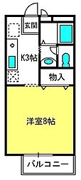 サンガーデン2 1Kの間取図画像