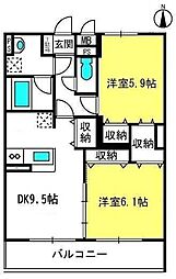Pamir大成 2DKの間取図画像
