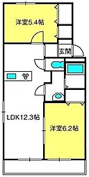 プリームラ 2LDKの間取図画像