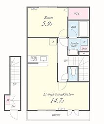 さいたま市見沼区大字大谷アパート 1LDKの間取図画像