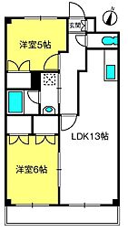 オーネスト 2LDKの間取図画像