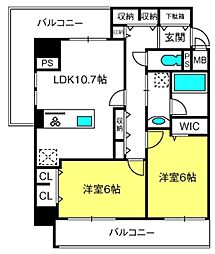 浦和パラディア 2LDKの間取図画像