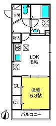 コスモス 1LDKの間取図画像