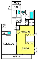 メゾン・ド・エクラン 2LDKの間取図画像