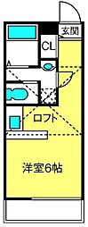 シェ・ボヌール ワンルームの間取図画像