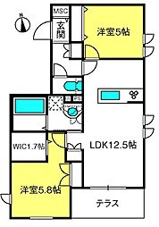 メゾン・ド・ヴィクトワール 2LDKの間取図画像