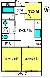 丸新ハイツ 3DKの間取図画像