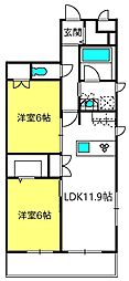 オカバさいたま日進へーベルメゾン 2LDKの間取図画像